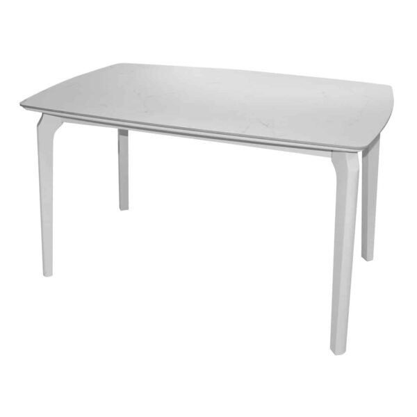 DALIN Τραπέζι Τραπεζαρίας- Κουζίνας, Ξύλο Άσπρο-Επιφάνεια Sintered Stone White Marble 130x80x74cm - Image 2