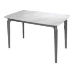 DALIN Τραπέζι Τραπεζαρίας- Κουζίνας, Ξύλο Γκρι-Επιφάνεια Sintered Stone White Marble 130x80x74cm - Image 2