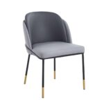 SELECT Καρέκλα Τραπεζαρίας- Κουζίνας, Μέταλλο Βαφή Μαύρο, Pu Ανοιχτό-Σκούρο Γκρι 56x54x78cm - Image 2