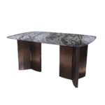 BARRY Τραπέζι Τραπεζαρίας, Επιφάνεια Μάρμαρο, Βάση Μέταλλο Απόχρωση Καρυδί 160x90x73cm - Image 2