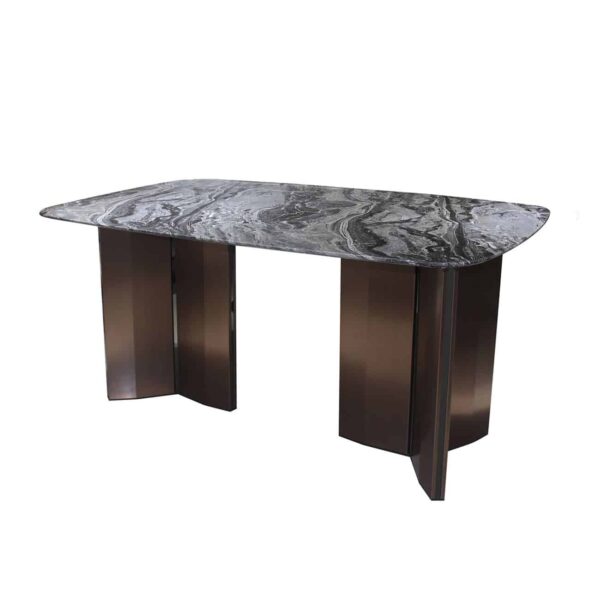 BARRY Τραπέζι Τραπεζαρίας, Επιφάνεια Μάρμαρο, Βάση Μέταλλο Απόχρωση Καρυδί 160x90x73cm - Image 2