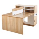 WORKSTATION Γραφείο - Σταθμός Εργασίας 2 Θέσεων, Melamine Απόχρωση Sonoma-Άσπρο 160x120x75cm - Image 2