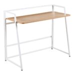 UNIT Γραφείο Η/Υ Πτυσσόμενο, Μέταλλο Βαφή Άσπρο, Melamine Απόχρωση Sonoma 110x48x86cm - Image 2