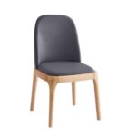 VISTA Καρέκλα Τραπεζαρίας- Κουζίνας, Απόχρωση Natural Oak Pu Σκούρο Γκρι 49x52x87cm - Image 2