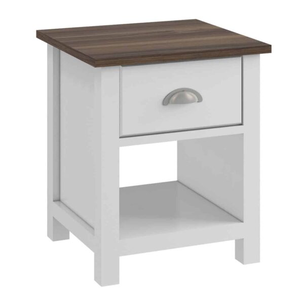 LUXOR Κομοδίνο Απόχρωση Καρυδί - Άσπρο 45x40x50cm - Image 2