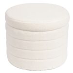 GROOVY Σκαμπό Αποθηκευτικό, Teddy Ύφασμα Εκρού Φ56cm H.45cm