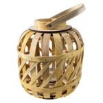 LANTERN ROUND Φανάρι Κήπου- Βεράντας Ξύλινο, Απόχρωση Φυσικό, με Γυάλινο ποτήρι Φ24x27cm