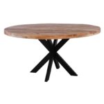 LIZARD Τραπέζι Τραπεζαρίας, Μέταλλο Βαφή Μαύρο, Ξύλο Mango Απόχρωση Φυσικό Φ150cm H.78cm