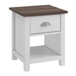 LUXOR Κομοδίνο Απόχρωση Καρυδί - Άσπρο 45x40x50cm