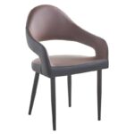 MODUS Πολυθρόνα Μέταλλο Βαφή Μαύρο, Pu Σκούρο Καφέ-Μαύρο 55x58x88cm