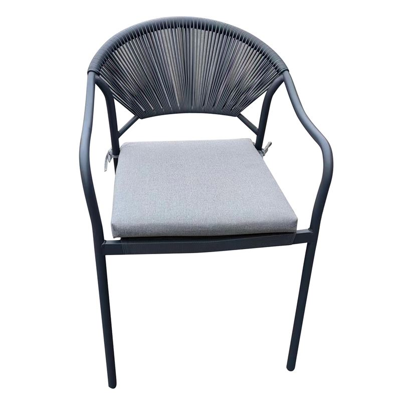 MOLLY Πολυθρόνα Βεράντας-Κήπου Μέταλλο Βαφή Ανθρακί MOLLY Πολυθρόνα Βεράντας-Κήπου Μέταλλο Βαφή Ανθρακί, Wicker Γκρι, Μαξιλάρι Γκρι 55x61x85cm - Image 1