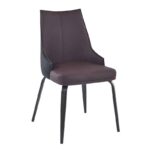 NORA Καρέκλα Τραπεζαρίας- Κουζίνας, Μέταλλο Βαφή Μαύρο, Pu Σκούρο Καφέ-Μαύρο 49x57x87cm