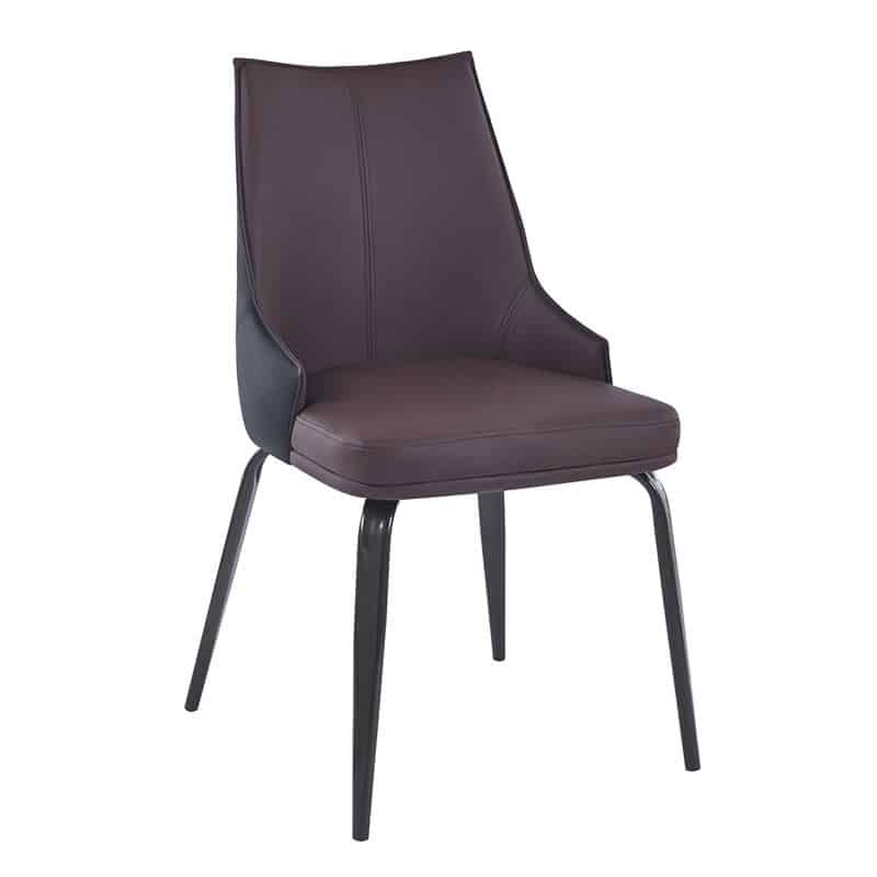NORA Καρέκλα Τραπεζαρίας- Κουζίνας NORA Καρέκλα Τραπεζαρίας- Κουζίνας, Μέταλλο Βαφή Μαύρο, Pu Σκούρο Καφέ-Μαύρο 49x57x87cm - Image 1