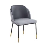 SELECT Καρέκλα Τραπεζαρίας- Κουζίνας, Μέταλλο Βαφή Μαύρο, Pu Ανοιχτό-Σκούρο Γκρι 56x54x78cm