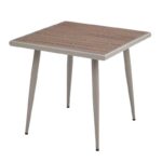 SERRANO Τραπέζι Κήπου-Βεράντας Μέταλλο Βαφή Sand Beige, Polywood Καρυδί 80x80x74cm