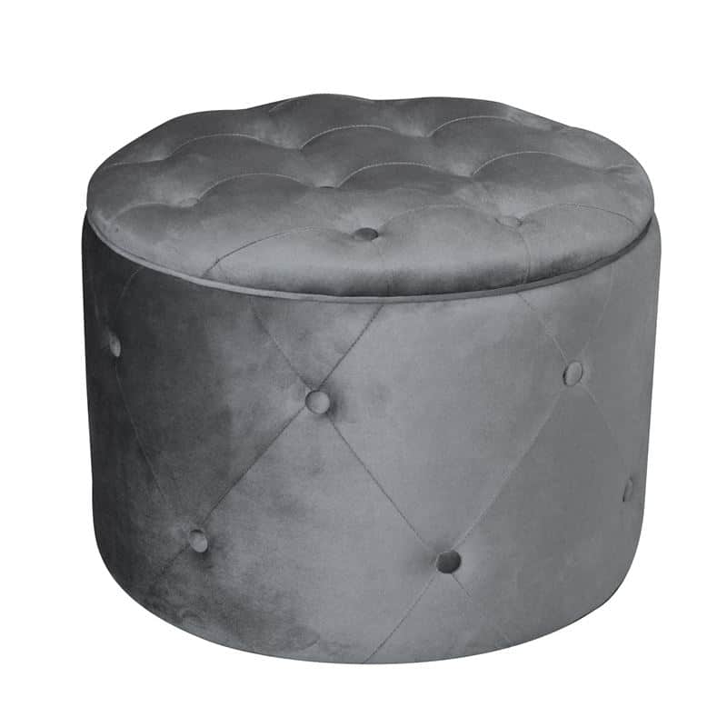 TRAVIS Σκαμπό Αποθηκευτικό TRAVIS Σκαμπό Αποθηκευτικό, Ύφασμα Velure Απόχρωση Γκρι Φ60cm H.45cm - Image 1