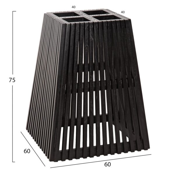 ΒΑΣΗ ΤΡΑΠΕΖΙΟΥ ΕΣΩΤ.ΧΩΡΟΥ ΤΕΤΡΑΓΩΝΗ FRANTZ HM9460.02 ΞΥΛΟ MINDI ΣΕ ΜΑΥΡΟ 60x60x75Y εκ. - Image 2