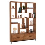 ΒΙΒΛΙΟΘΗΚΗ ROMULUS HM9803 ΑΝΑΚΥΚΛΩΜΕΝΟ ΞΥΛΟ ΤΕΑΚ ΜΕ 2 ΣΥΡΤΑΡΙΑ 140x30x210,5Yεκ.