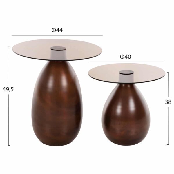 ΒΟΗΘΗΤΙΚΑ ΤΡΑΠΕΖΑΚΙΑ REGEN 2ΤΜΧ HM9666 ΜΕΤΑΛΛΟ ΧΑΛΚΙΝΟ-ΓΥΑΛΙ Φ44 & Φ40 εκ. - Image 2