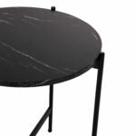 ΒΟΗΘΗΤΙΚΟ ΤΡΑΠΕΖΙ HM9589.01 MDF ΜΑΥΡΟ ΜΑΡΜΑΡΟ-ΜΑΥΡΗ ΜΕΤΑΛΛΙΚΗ ΒΑΣΗ Φ50x55Υεκ. - Image 4