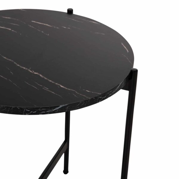 ΒΟΗΘΗΤΙΚΟ ΤΡΑΠΕΖΙ HM9589.01 MDF ΜΑΥΡΟ ΜΑΡΜΑΡΟ-ΜΑΥΡΗ ΜΕΤΑΛΛΙΚΗ ΒΑΣΗ Φ50x55Υεκ. - Image 4