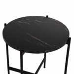 ΒΟΗΘΗΤΙΚΟ ΤΡΑΠΕΖΙ HM9589.01 MDF ΜΑΥΡΟ ΜΑΡΜΑΡΟ-ΜΑΥΡΗ ΜΕΤΑΛΛΙΚΗ ΒΑΣΗ Φ50x55Υεκ. - Image 5