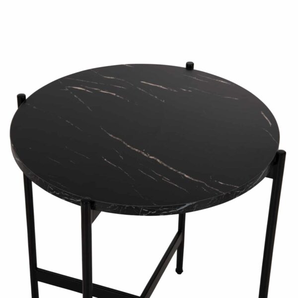 ΒΟΗΘΗΤΙΚΟ ΤΡΑΠΕΖΙ HM9589.01 MDF ΜΑΥΡΟ ΜΑΡΜΑΡΟ-ΜΑΥΡΗ ΜΕΤΑΛΛΙΚΗ ΒΑΣΗ Φ50x55Υεκ. - Image 5