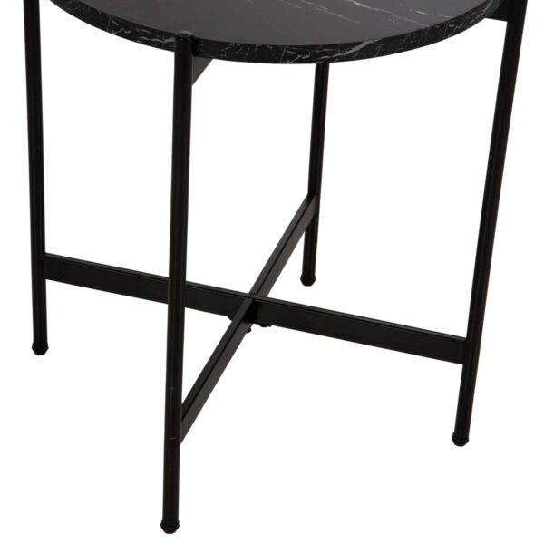 ΒΟΗΘΗΤΙΚΟ ΤΡΑΠΕΖΙ HM9589.01 MDF ΜΑΥΡΟ ΜΑΡΜΑΡΟ-ΜΑΥΡΗ ΜΕΤΑΛΛΙΚΗ ΒΑΣΗ Φ50x55Υεκ. - Image 6