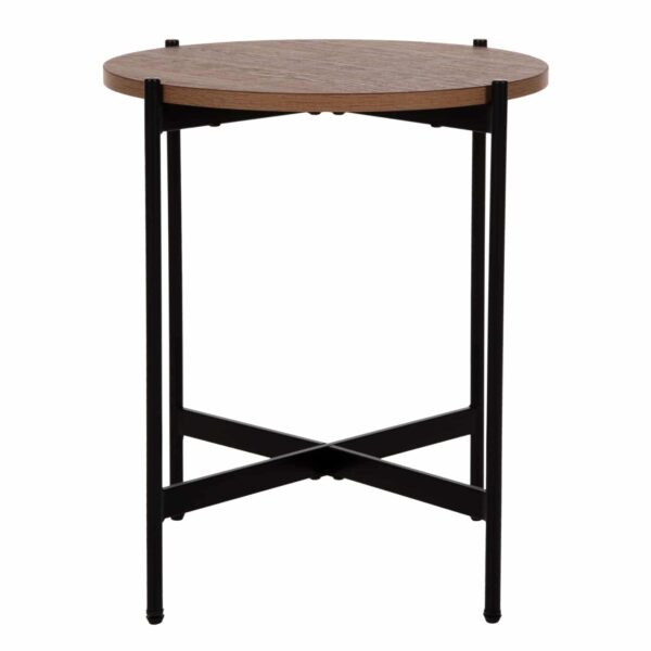 ΒΟΗΘΗΤΙΚΟ ΤΡΑΠΕΖΙ HM9589.04 MDF ΚΑΡΥΔΙ-ΜΑΥΡΗ ΜΕΤΑΛΛΙΚΗ ΒΑΣΗ Φ50x55Υεκ. - Image 3