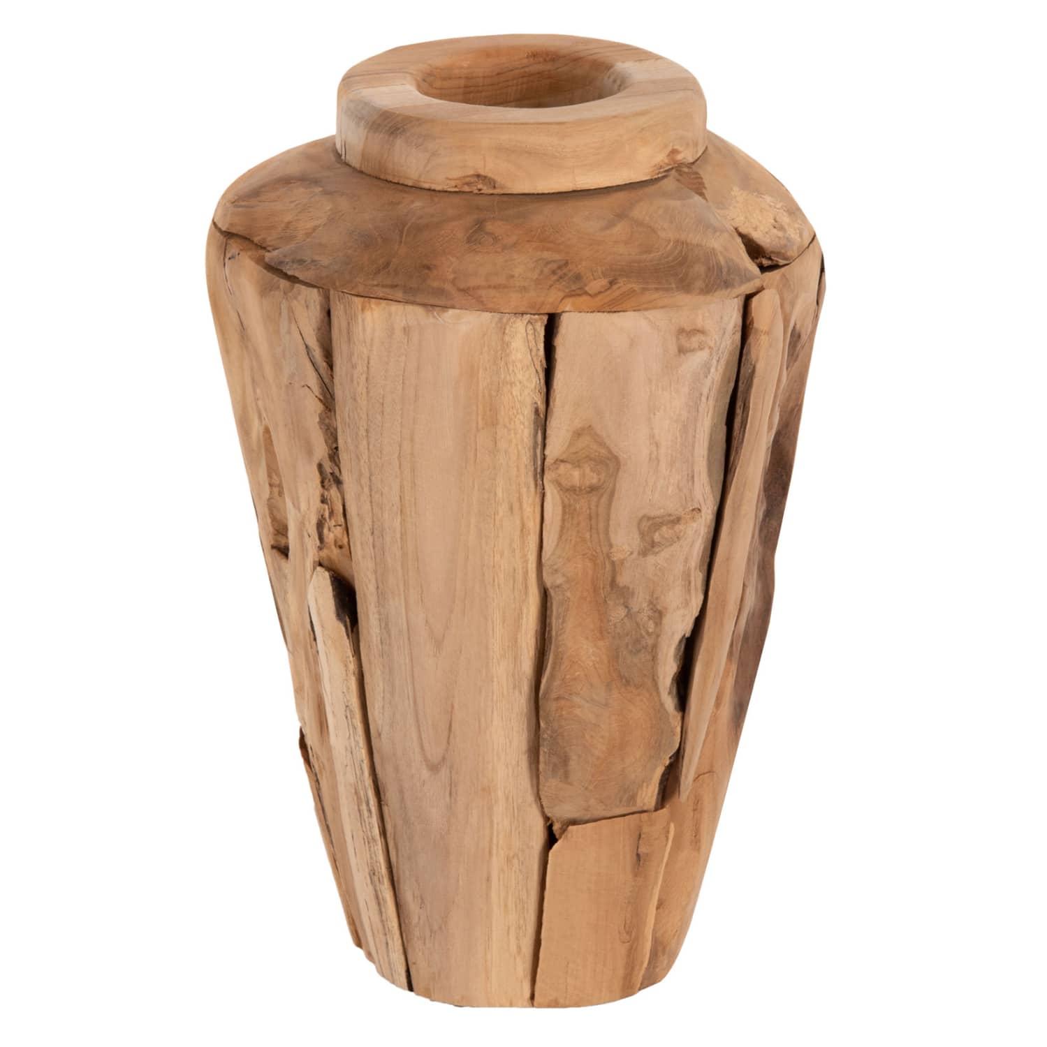 HM7918 ΔΙΑΚΟΣΜΗΤΙΚΟ ΒΑΖΟ ZENIA HM7918 ΑΠΟ ΚΟΜΜΑΤΙΑ ΑΝΑΚΥΚΛΩΜΕΝΟΥ ΞΥΛΟΥ TEAK ΣΕ ΦΥΣΙΚΟ Φ20x40Yεκ. - Image 1