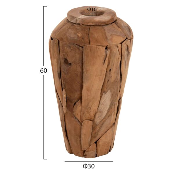 ΔΙΑΚΟΣΜΗΤΙΚΟ ΒΑΖΟ ZENIA HM7919 ΑΠΟ ΚΟΜΜΑΤΙΑ ΑΝΑΚΥΚΛΩΜΕΝΟΥ ΞΥΛΟΥ TEAK ΣΕ ΦΥΣΙΚΟ Φ30x60Y εκ. - Image 2