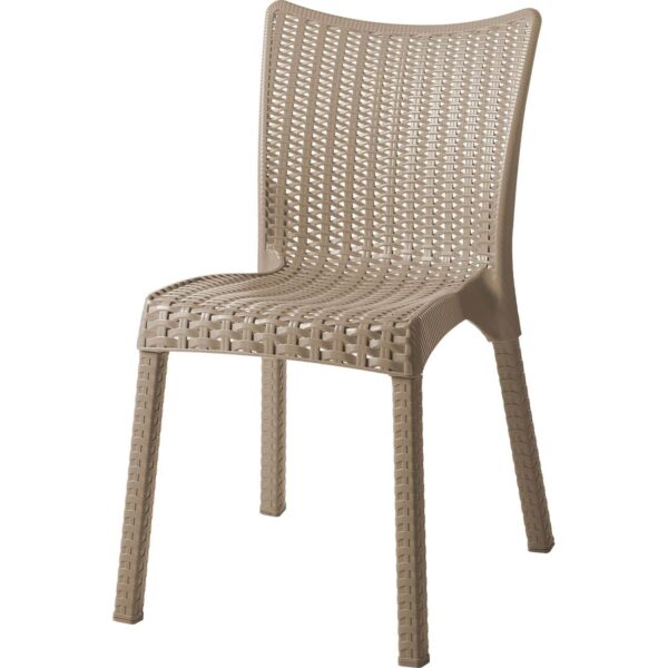 Καρέκλα Στοιβαζόμενη PP Cappuccino Rattan Look 50x55x83cm - Image 2