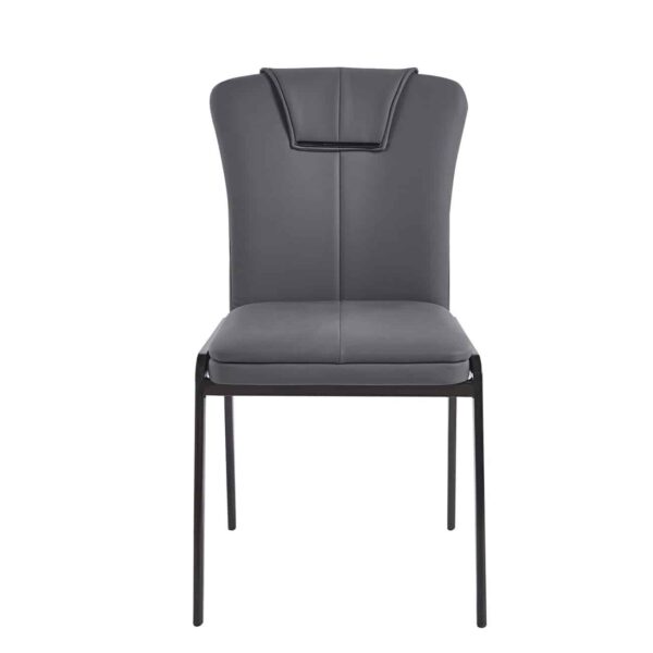 ANDRIA Καρέκλα Τραπεζαρίας- Κουζίνας, Μέταλλο Βαφή Μαύρο, Pu Ανθρακί 47x60x86cm - Image 3