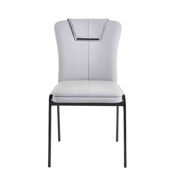 ANDRIA Καρέκλα Τραπεζαρίας- Κουζίνας, Μέταλλο Βαφή Μαύρο, Pu Ανοιχτό Γκρι 47x60x86cm - Image 3