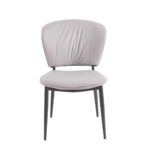 DIMA Καρέκλα Τραπεζαρίας- Κουζίνας, Μέταλλο Βαφή Μαύρο, Pu Γκρι-Μπεζ 53x70x82cm - Image 3