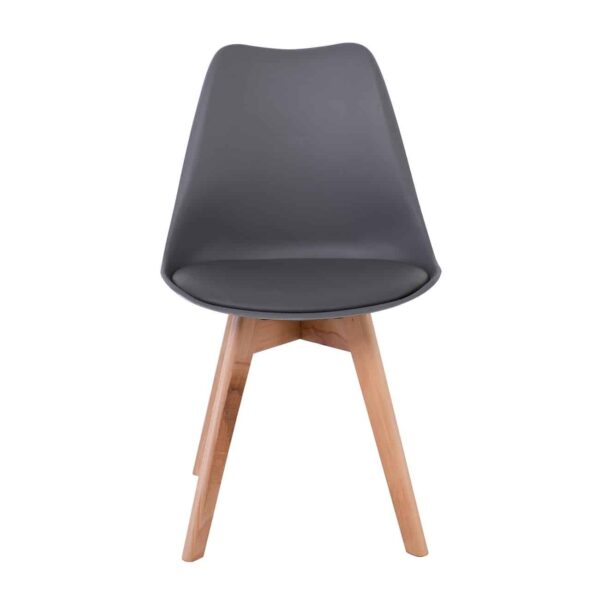 MARTIN Καρέκλα Τραπεζαρίας Metal Cross, Ξύλο Φυσικό PP Ανθρακί Αμοντάριστη Ταπετσαρία 48x56x82cm - Image 5