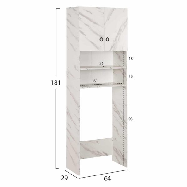 ΕΠΙΠΛΟ ΠΛΥΝΤΗΡΙΟΥ ΜΕ ΡΑΦΙΑ&ΝΤΟΥΛΑΠΙ TERRY ΛΕΥΚΟ ΜΑΡΜΑΡΟ ΕΦΕ HM9122.12 64Χ29Χ181Υεκ. - Image 2