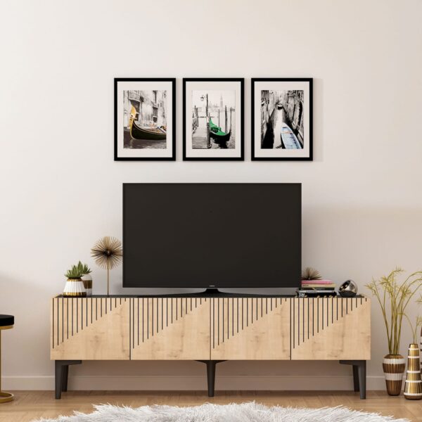 ΕΠΙΠΛΟ ΤΗΛΕΟΡΑΣΗΣ ΣΕ ΦΥΣΙΚΟ ΧΡΩΜΑ ΚΑΙ ΕΠΙΦΑΝΕΙΑ ΜΑΥΡΟ ΜΑΡΜΑΡΟ 154x37x45Yεκ.HM9435.01 - Image 4