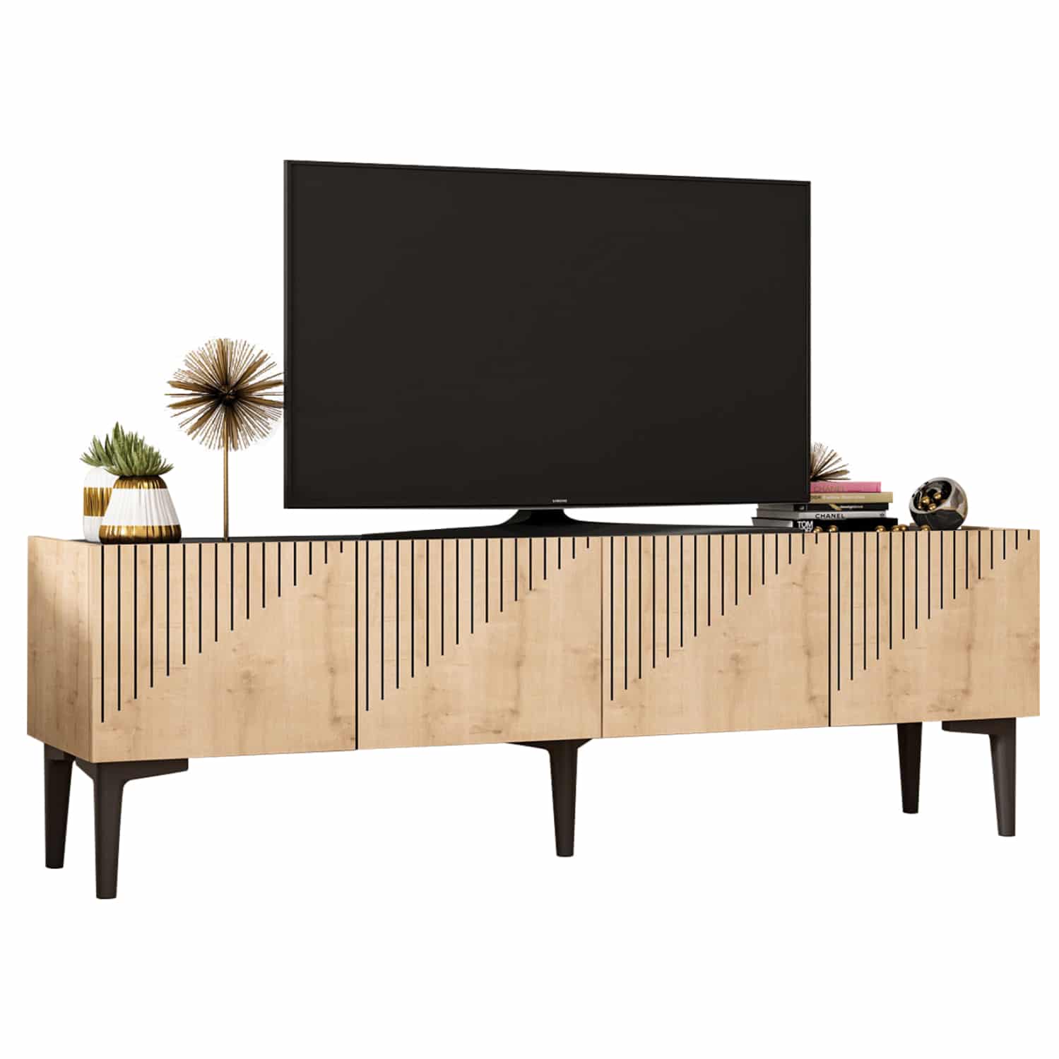 HM9435.01 ΕΠΙΠΛΟ ΤΗΛΕΟΡΑΣΗΣ ΣΕ ΦΥΣΙΚΟ ΧΡΩΜΑ ΚΑΙ ΕΠΙΦΑΝΕΙΑ ΜΑΥΡΟ ΜΑΡΜΑΡΟ 154x37x45Yεκ.HM9435.01 - Image 1