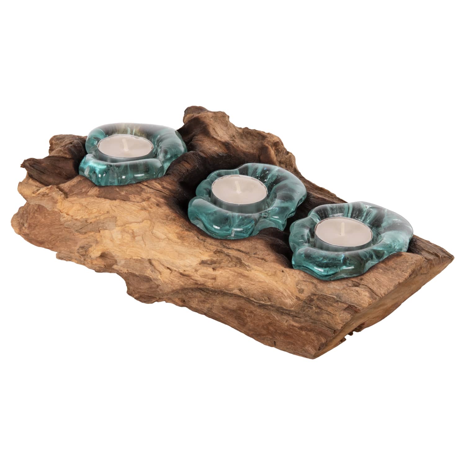 HM4282 ΕΠΙΤΡΑΠΕΖΙΟ ΔΙΑΚΟΣΜΗΤΙΚΟ ΓΙΑ ΚΕΡΙΑ 3 ΘΕΣΕΩΝ HM4282 ΜΑΣΙΦ ΞΥΛΟ ΤΕΑΚ & ΓΥΑΛΙ-ΦΥΣΙΚΟ - Image 1