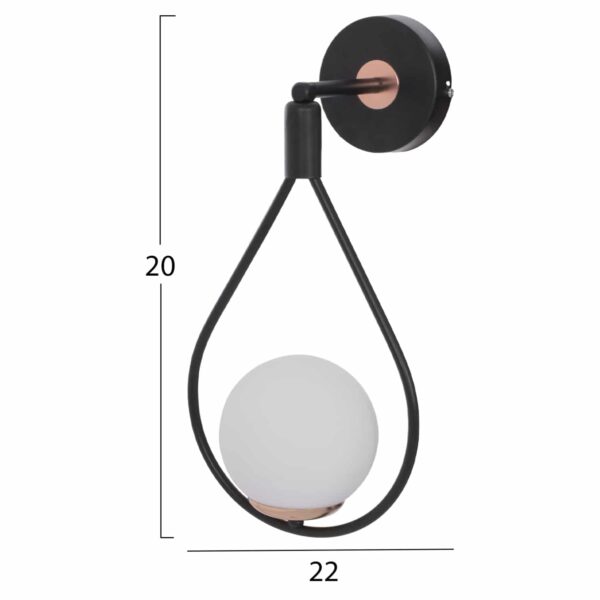 ΦΩΤΙΣΤΙΚΟ ΑΠΛΙΚΑ ΚΡΕΜΑΣΤΗ ΣΤΑΓΟΝΑ ΜΕ ΛΕΥΚΟ ΓΛΟΜΠΟ 22x20x43Yεκ.HM7640.01 - Image 2