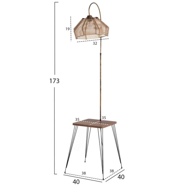 ΦΩΤΙΣΤΙΚΟ ΔΑΠΕΔΟΥ HM7949.01 ΤΡΑΠΕΖΑΚΙ ΜΕΛΑΜΙΝΗΣ ΚΑΡΥΔΙ-ΚΑΠΕΛΟ ΜΠΕΖ 40x40x173Yεκ. - Image 2