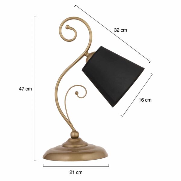 ΦΩΤΙΣΤΙΚΟ ΕΠΙΤΡΑΠΕΖΙΟ ΜΑΤΕΛΛΙΚΟ ΧΡΥΣΟ ΜΕ ΜΑΥΡΟ ΚΑΠΕΛΟ HM7568.02 21x47Υ εκ. - Image 2