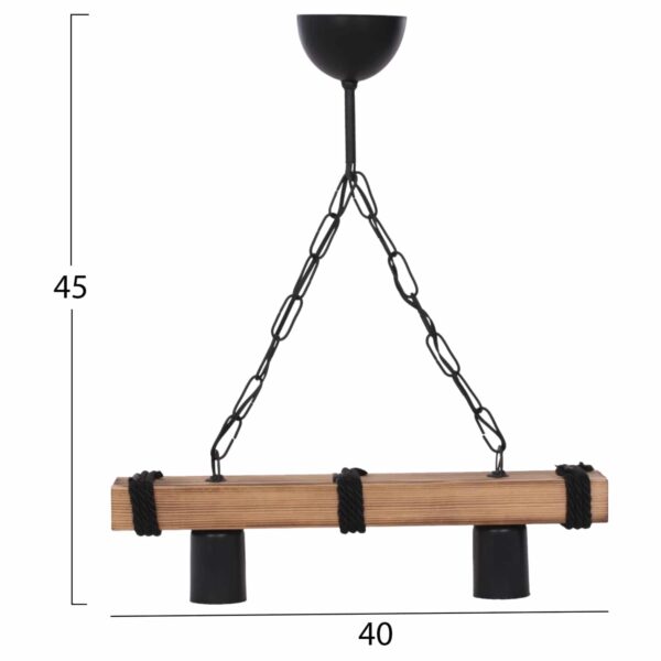 ΦΩΤΙΣΤΙΚΟ ΟΡΟΦΗΣ ΔΙΦΩΤΟ ΜΕ ΑΛΥΣΙΔΑ ΚΑΙ ΞΥΛΟ 40x10x45Y εκ.HM7698.01 - Image 2