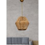 ΦΩΤΙΣΤΙΚΟ ΟΡΟΦΗΣ ΕΣΩΤΕΡΙΚΟΥ ΧΩΡΟΥ ΚΡΕΜΑΣΤΟ HM7363 ΑΠΟ ΜΕΤΑΛΛΟ ΚΑΙ BAMBOO ΦΥΣΙΚΟ 25x25x55Υ εκ. - Image 2