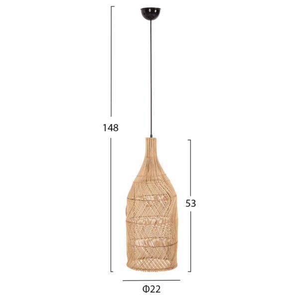 ΦΩΤΙΣΤΙΚΟ ΟΡΟΦΗΣ THEON HM7888 ΚΡΕΜΑΣΤΟ ΑΠΟ RATTAN ΣΕ ΦΥΣΙΚΟ ΧΡΩΜΑ Φ22x148Υ εκ. - Image 2