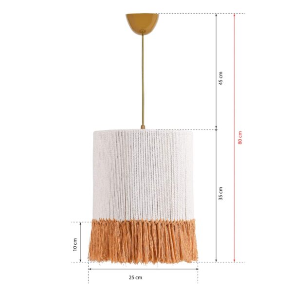 ΦΩΤΙΣΤΙΚΟ ΟΡΟΦΗΣ ΚΡΕΜΑΣΤΟ ΑΠΟ ΣΧΟΙΝΙ ΛΕΥΚΟ ΜΠΕΖ HM7651.03 Φ25x80 εκ. - Image 2