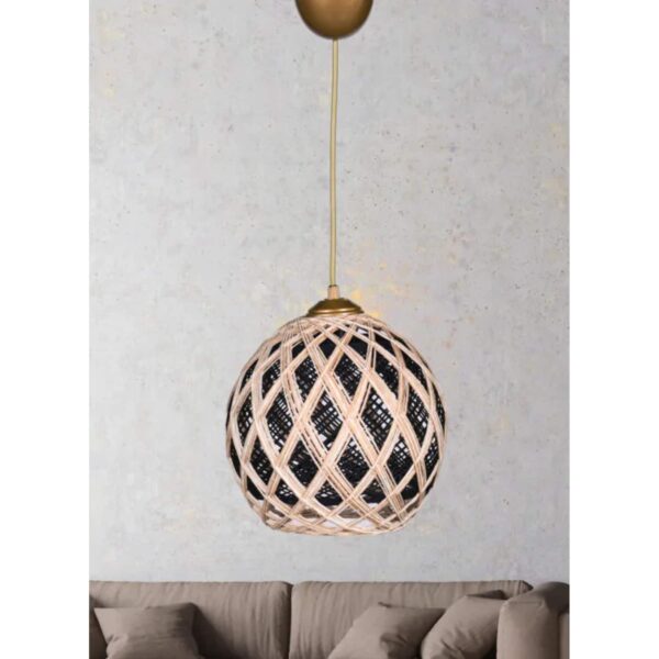 ΦΩΤΙΣΤΙΚΟ ΟΡΟΦΗΣ ΚΡΕΜΑΣΤΟ ΑΠΟ ΣΧΟΙΝΙ ΜΠΕΖ ΜΑΥΡΟ HM7644.01 22x18x20Y εκ. - Image 3