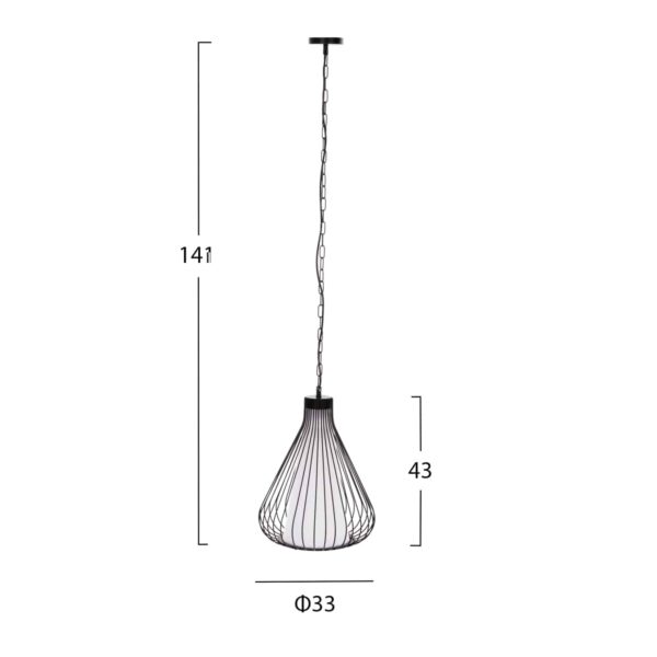 ΦΩΤΙΣΤΙΚΟ ΟΡΟΦΗΣ ΚΡΕΜΑΣΤΟ HM4074 ΜΕΤΑΛΛΙΚΟ ΜΑΥΡΟ ΚΑΠΕΛΟ Φ33x43-141Yεκ. - Image 2