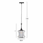 ΦΩΤΙΣΤΙΚΟ ΟΡΟΦΗΣ ΚΡΕΜΑΣΤΟ HM4087 ΜΑΥΡΟ ΜΕΤΑΛΛΟ-ΛΕΥΚΟ ΥΦΑΣΜΑ Φ24x130Υεκ. - Image 2